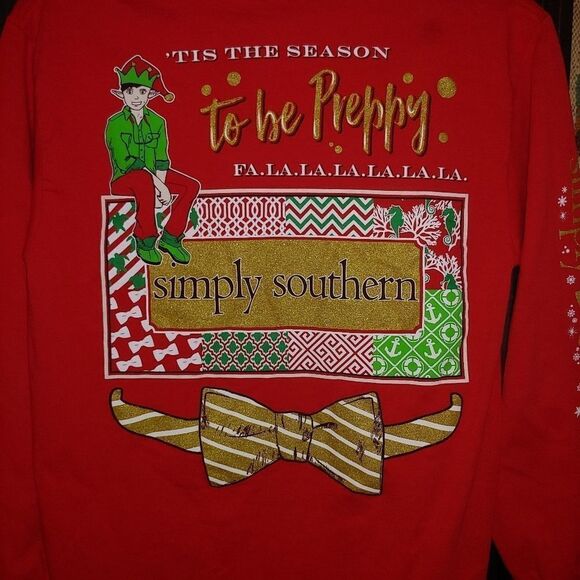 Simply Southern "Tis the Season To Be Preppy". Long sleeved Size Small - Picture 3 of 7